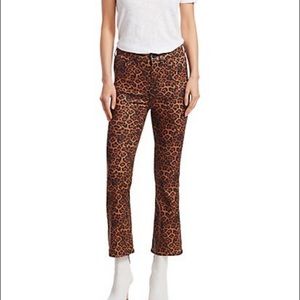 7 For All Mankind Leopard-Print High-Rise Slim-Fit Kick Flare Jeans size 23 NEW